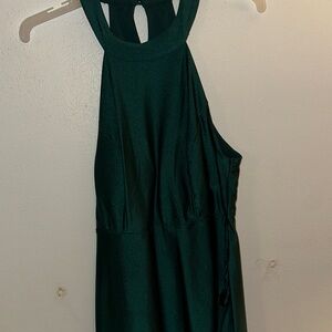 Elegant Dark Green Backless Halter Dress